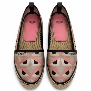 Fendi Women's Geometric Pink and Black Espadrilles